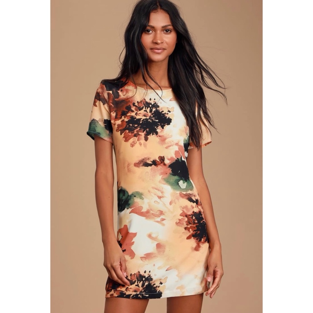 LULUS ORANGE SHIFT PRINT DRESS